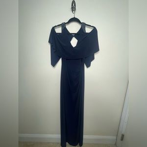 Lauren by Ralph Lauren navy long formal dress size 4 with beaded shoulder